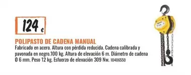 Oferta de Polipasto De Cadena Manual por 124€ en Obramat