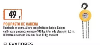 Oferta de Polipasto De Cadena por 49€ en Obramat