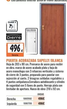 Oferta de Dierre - Puerta Acorazada Sapelly/blanca por 496€ en Obramat