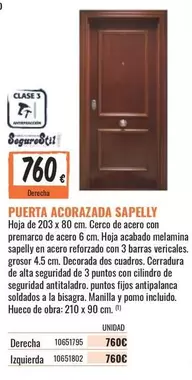 Oferta de Puerta Acorazada por 760€ en Obramat