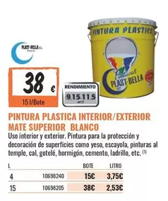 Oferta de Blanco - Pintura Plastica Interior/Exterior Mate Superior por 38€ en Obramat