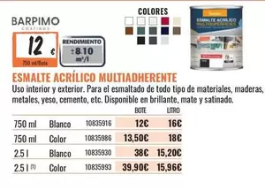 Oferta de Barpimo - Esmalte Acrillico Multiadherente por 12€ en Obramat