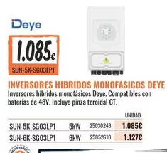 Oferta de Inversores Hibridos Monofasicos por 1085€ en Obramat