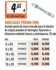 Oferta de Anclaje Perno Fwa por 4,65€ en Obramat