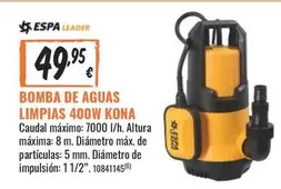 Oferta de Espa - Bomba De Aguas Limpias 400w Kona por 49,95€ en Obramat
