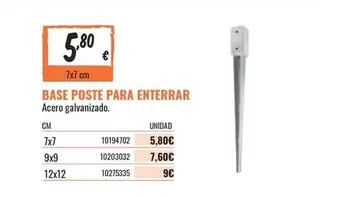 Oferta de Base Poste Para Enterrar por 5,8€ en Obramat