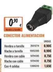 Oferta de Conector Alimentación por 0,9€ en Obramat