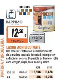 Oferta de Barpimo - Lasur Acrilico Mate por 12,5€ en Obramat