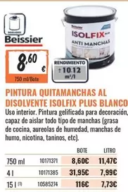 Oferta de Beissier - Pintura Quitamanchas Al Disolvente Plus Blanco por 8,6€ en Obramat