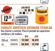 Oferta de Titanlux - Esmalte Sintético Satinado por 12,74€ en Obramat