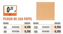 Oferta de Plíego De Lija Papel por 0,25€ en Obramat