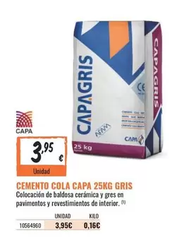 Oferta de Cemento Cola Capa por 3,95€ en Obramat