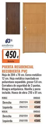 Oferta de PVC - Puerta Residencial Recubierta por 450€ en Obramat