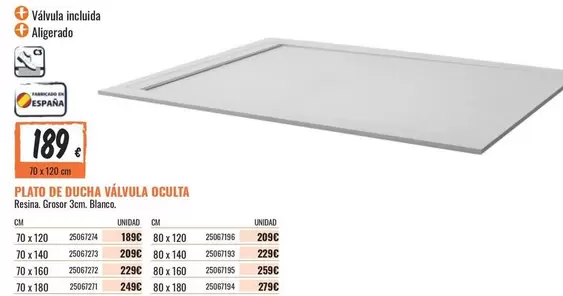 Oferta de Blanco - Plato De Ducha Viavula Oculta por 189€ en Obramat