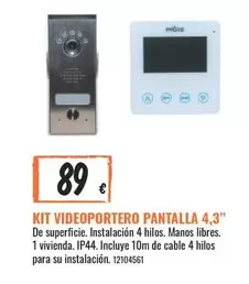 Oferta de Kit Videoportero Pantalla 4.3 por 89€ en Obramat