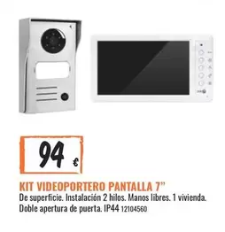 Oferta de Kit Videoportero Pantalla 7" por 94€ en Obramat