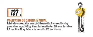 Oferta de Polipasto De Cadena Manual por 127€ en Obramat