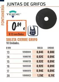 Oferta de Juntas De Grifos por 0,84€ en Obramat