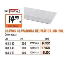 Oferta de Clavos Clavadora Neumatica Mb-50l por 14,9€ en Obramat