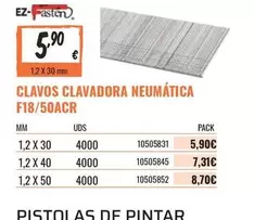 Oferta de Clavos Clavadora Neumatica F18/50acr por 5,9€ en Obramat