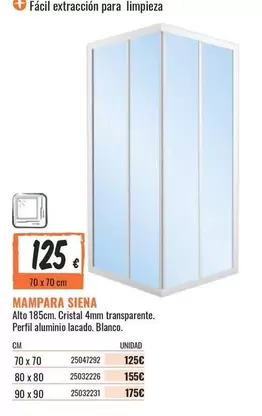 Oferta de Siena - Mampara Siena por 125€ en Obramat