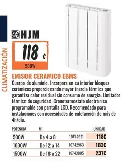 Oferta de HJM - Emisor Ceramico Ebms por 118€ en Obramat