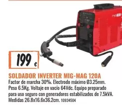 Oferta de Inverter - Soldador  MIG-MAG 120A por 199€ en Obramat