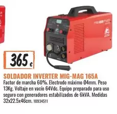 Oferta de Inverter - Soldador  Mig-mag 165a por 365€ en Obramat