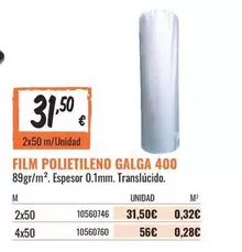 Oferta de Film Polietileno Galga 400 por 31,5€ en Obramat