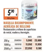 Oferta de Masilla Bicomponente Acrílica De Relleno por 5,9€ en Obramat