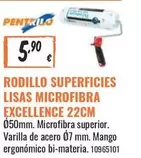 Oferta de Excellence - Rodillo Superficies Lisas Microfibra  22cm por 5,9€ en Obramat