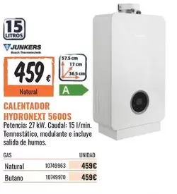 Oferta de Junkers - Calentador Hydroxent 5600s por 459€ en Obramat