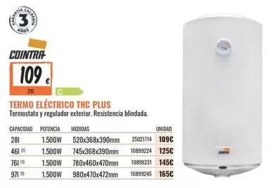 Oferta de Cointra - Termo Electrico TNC Plus por 109€ en Obramat