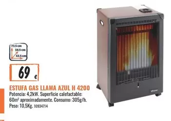 Oferta de Estufa Gas Llama Azul H 4200 por 69€ en Obramat