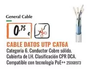 Oferta de Cable Datos Utp Cat6a por 0,75€ en Obramat