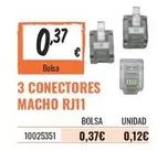Oferta de 3 Conectores Macho Rj11 por 0,37€ en Obramat