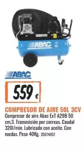 Oferta de ABAC - Compresor De Aire 50l 3cv por 559€ en Obramat