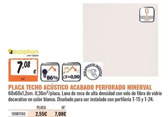 Oferta de Lana - Placa Techo Acustico Acabado Perforado Mineral por 7,08€ en Obramat