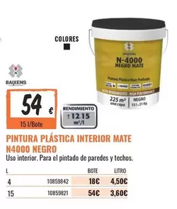 Oferta de Paredes - Pintura Plastica Interior Mate N4000 Negro por 54€ en Obramat