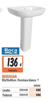 Oferta de Roca - Meridian 85x55x46cm. Porcelana Blanca por 136€ en Obramat