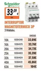 Oferta de Schneider - Interruptor Magnetotermico 3p por 33,09€ en Obramat