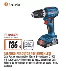 Oferta de Bosch - Taladro Percutor 18v Brushless por 186€ en Obramat