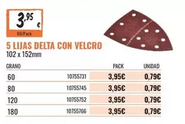 Oferta de 5 Lijas Delta Con Velcro por 3,95€ en Obramat