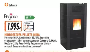 Oferta de Pegaso - Hidroestufa Pellets Mira por 1,99€ en Obramat