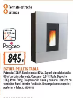 Oferta de Pegaso - Estufa Pellets Tabla por 845€ en Obramat
