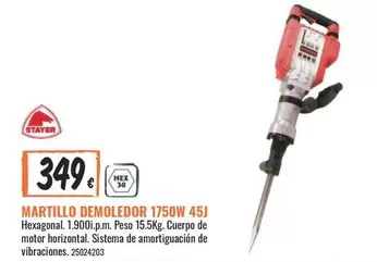 Oferta de Stayer - Martillo Demoledor 1750w por 349€ en Obramat