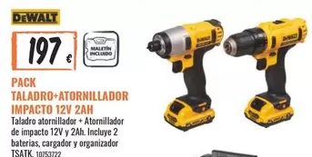 Oferta de Dewalt - taladro+atornillador Impacto 12v 2ah por 197€ en Obramat