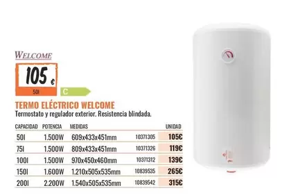 Oferta de Termo Electrico Welcome por 105€ en Obramat