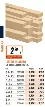 Oferta de Listón De Abeto por 2,9€ en Obramat