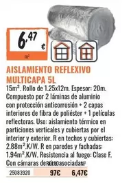 Oferta de Paredes - Aislamiento Reflexivo Multicapa por 6,47€ en Obramat